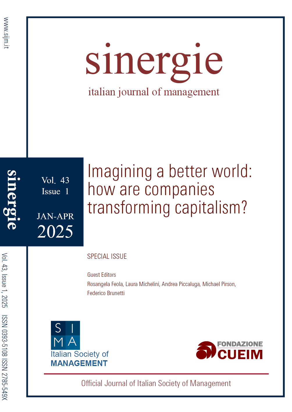 					View Vol. 43 No. 1 (2025): Imagining a better world: how are companies transforming capitalism?
				
